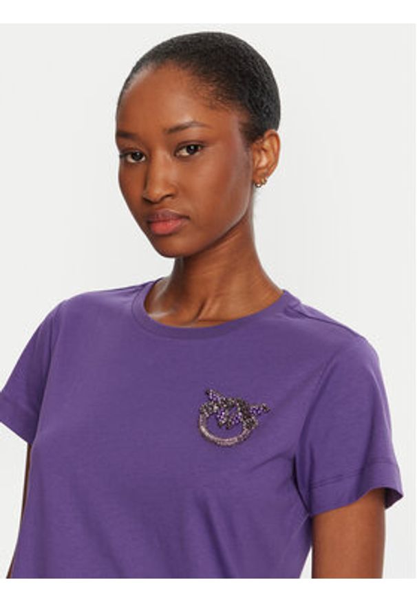 Pinko - PINKO T-Shirt Quentin 103320 A2RN Fioletowy Regular Fit. Kolor: fioletowy. Materiał: bawełna