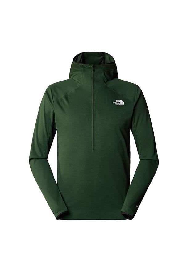Bluza The North Face Summit Direct Sun 0A84PTI0P1 - zielona. Okazja: na spacer. Typ kołnierza: kaptur. Kolor: zielony. Materiał: materiał, poliester. Wzór: aplikacja. Styl: sportowy. Sport: turystyka piesza