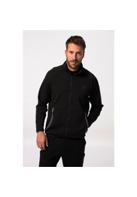 JAY-PI - Męska Rozpinana bluza dresowa FLEXNAMIC® fitness stójka. Typ kołnierza: kołnierzyk stójkowy. Kolekcja: plus size. Kolor: czarny. Materiał: bawełna, elastan, poliester, materiał. Sport: fitness
