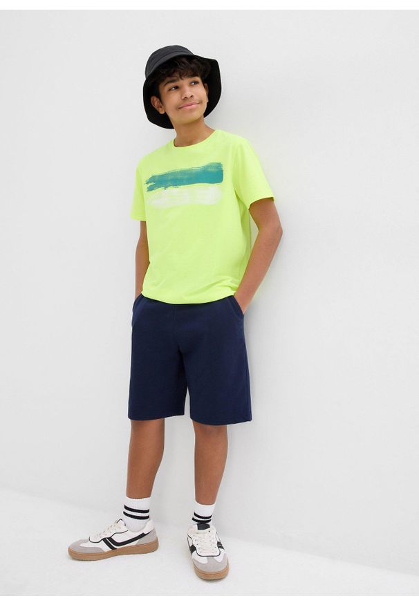 bonprix - Bermudy dresowe z czystej bawełny organicznej. Kolor: niebieski. Materiał: bawełna, dresówka