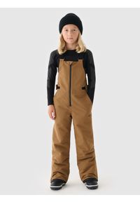 4f - 4F Spodnie snowboardowe membrana 10000 chłopięce - brązowe 140 (9-10 lat). Kolor: brązowy. Materiał: poliester, tkanina, materiał, dzianina. Wzór: gładki. Sezon: zima, lato. Sport: snowboard #1