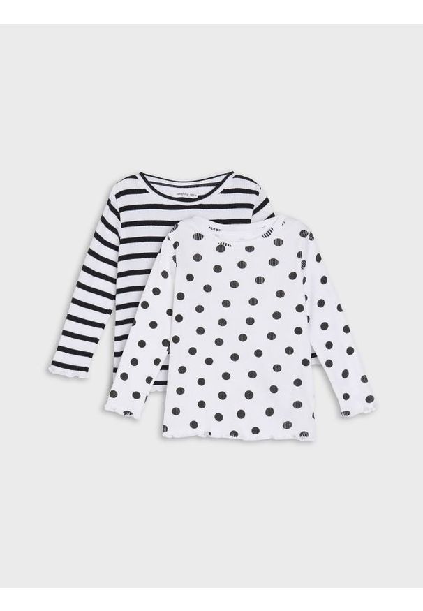 Sinsay - Koszulki z długimi rękawami 2 pack - biały. Kolor: biały. Długość rękawa: długi rękaw. Długość: długie