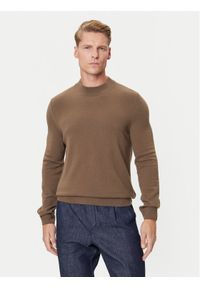 Marc O'Polo Denim Sweter 5000007280 Brązowy Regular Fit. Typ kołnierza: polo. Kolor: brązowy. Materiał: wełna
