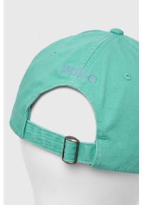 Polo Ralph Lauren czapka z daszkiem bawełniana kolor zielony gładka. Kolor: zielony. Materiał: bawełna. Wzór: gładki #2
