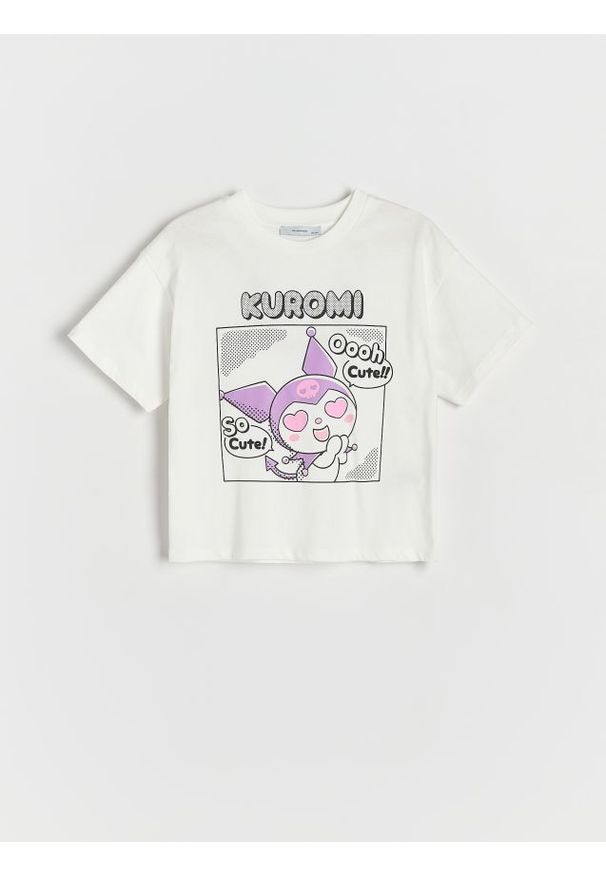Reserved - T-shirt Kuromi - złamana biel. Materiał: bawełna. Długość: krótkie
