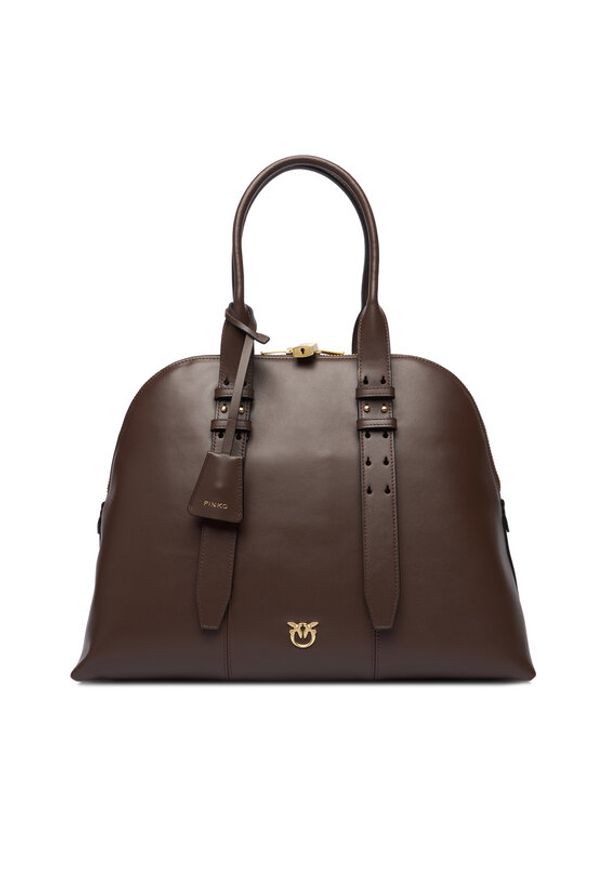 Pinko - PINKO Torebka Bowling Bag Medium AI 25-26 PLTT 105172 A0QO Brązowy. Kolor: brązowy. Materiał: skórzane