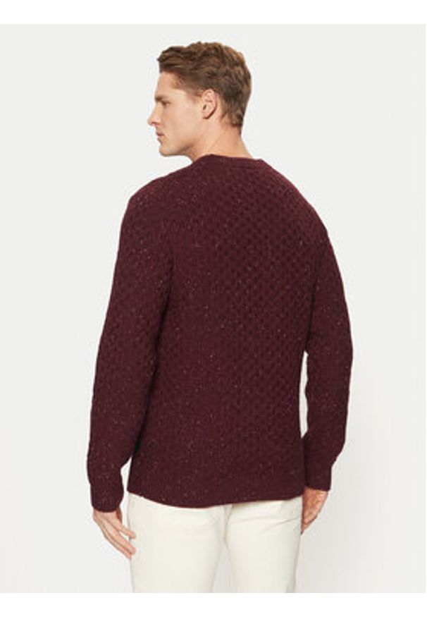 Tom Tailor Sweter 1044537 Bordowy Regular Fit. Kolor: czerwony. Materiał: bawełna