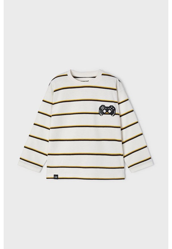 Mayoral longsleeve bawełniany dziecięcy kolor beżowy z nadrukiem. Okazja: na co dzień. Kolor: beżowy. Materiał: bawełna. Długość rękawa: długi rękaw. Wzór: nadruk. Styl: casual