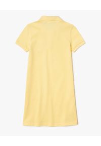 Lacoste - LACOSTE - Bawełniana żółta sukienka z logo. Typ kołnierza: polo. Kolor: żółty. Materiał: bawełna. Wzór: prążki. Typ sukienki: proste #5