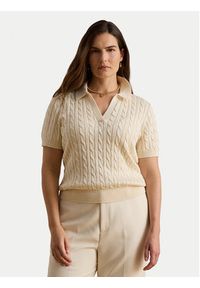 Lauren Ralph Lauren - LAUREN RALPH LAUREN Polo 200P14041001 Kremowy Regular Fit. Typ kołnierza: polo. Kolor: kremowy. Materiał: bawełna #6