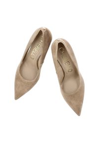 CheBello - Czółenka damskie Chebello, ze skóry zamszowej wsuwane i na wysokiej szpilce, beżowe, 5021_-084-000-PSK-S423. Zapięcie: bez zapięcia. Kolor: beżowy. Materiał: skóra, zamsz #9