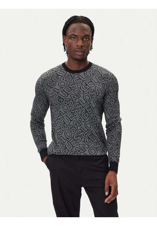 Guess Sweter M5BR11 Z0442 Szary Regular Fit. Kolor: szary. Materiał: syntetyk
