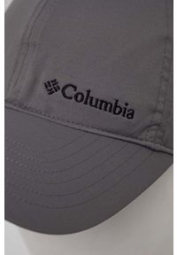 columbia - Columbia czapka kolor szary z aplikacją. Kolor: szary. Materiał: skóra, materiał. Wzór: aplikacja #3