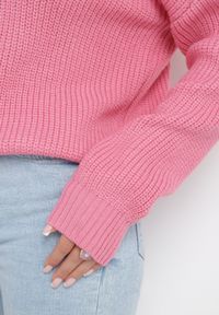 Born2be - Różowy Sweter z Golfem o Prążkowanej Fakturze Afromava. Typ kołnierza: golf. Kolor: różowy. Materiał: prążkowany. Długość rękawa: długi rękaw. Długość: długie #3
