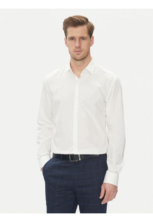 Hugo - HUGO Koszula Kenno 50539707 Biały Slim Fit. Kolor: biały. Materiał: bawełna