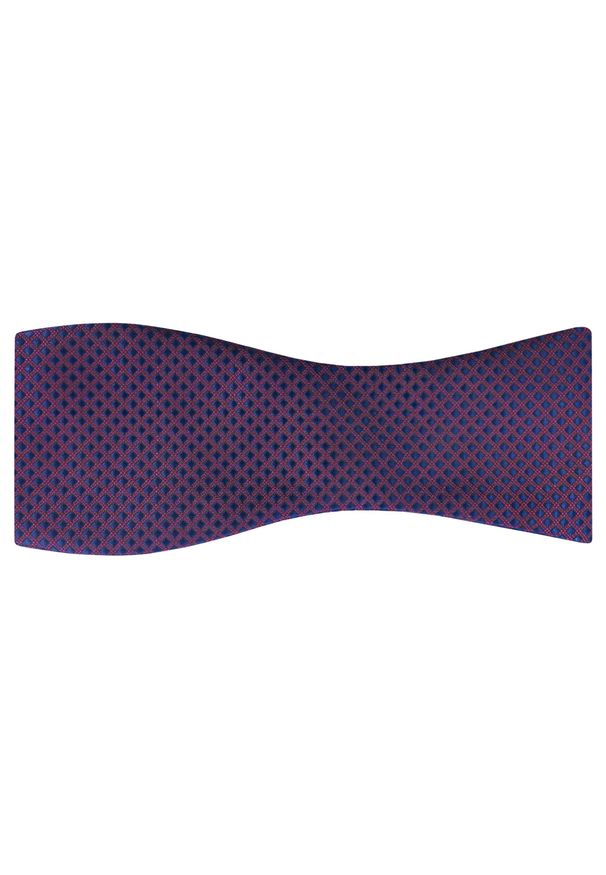 Modini - Bordowa mucha wiązana w granatowe romby W106. Kolor: wielokolorowy, czerwony, niebieski. Materiał: poliester, tkanina. Styl: elegancki