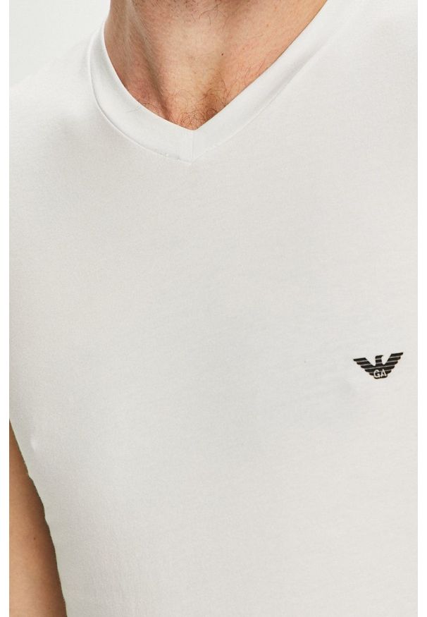 Emporio Armani Underwear - Emporio Armani - T-shirt. Kolor: biały. Materiał: dzianina