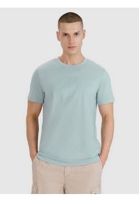 4f - 4F T-shirt regular z nadrukiem męski - niebieski S. Okazja: na co dzień. Kolor: niebieski. Materiał: dzianina, bawełna, jersey. Długość rękawa: krótki rękaw. Długość: krótkie. Wzór: nadruk. Styl: klasyczny, sportowy, casual