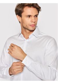 Calvin Klein Koszula Structure Easy Care K10K109168 Biały Slim Fit. Kolor: biały. Materiał: bawełna