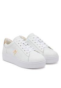 TOMMY HILFIGER - Tommy Hilfiger Sneakersy Platform Court Sneaker Metallics FW0FW08648 Biały. Kolor: biały. Materiał: skóra. Obcas: na platformie #6