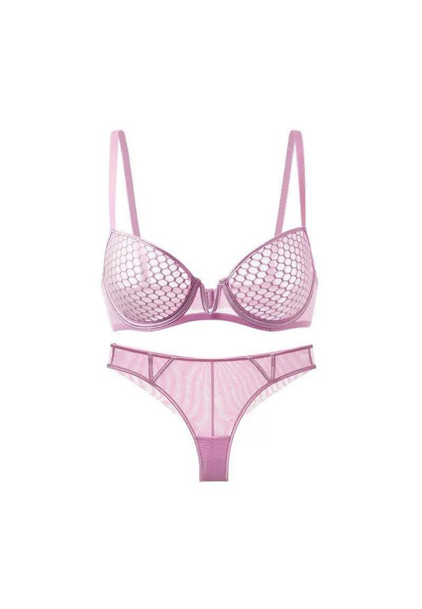 Intica - Komplet bielizny z motywem plastra miodu Cacilie. Kolor: fioletowy. Materiał: tkanina