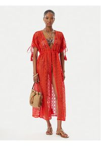 Iconique Sukienka plażowa Temptation IC26-119 Czerwony Regular Fit. Okazja: na plażę. Kolor: czerwony. Materiał: syntetyk #4