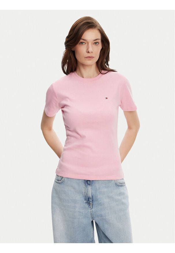 TOMMY HILFIGER - Tommy Hilfiger T-Shirt New Cody WW0WW40587 Różowy Slim Fit. Kolor: różowy. Materiał: bawełna