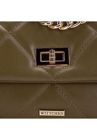 Wittchen - Damska torebka pikowana w kwadraty na łańcuszku mała zielona. Kolor: zielony. Wzór: haft, geometria. Dodatki: z haftem. Materiał: skórzane. Styl: elegancki. Rodzaj torebki: na ramię #2