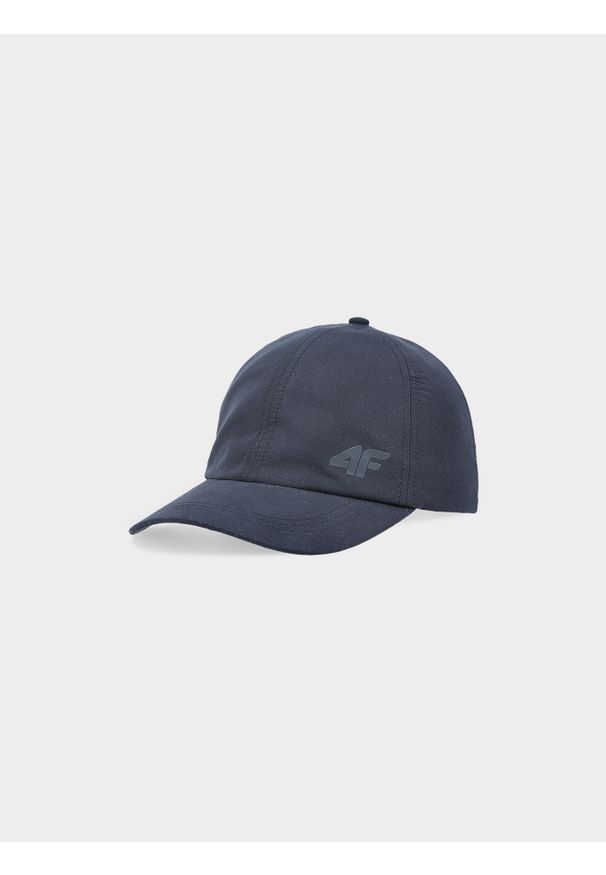 4f - Czapka z daszkiem strapback dziecięca - czarna. Kolor: czarny. Materiał: syntetyk, materiał. Sezon: lato. Styl: sportowy