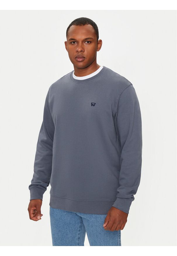 Wrangler Bluza Sign Off 112357335 Niebieski Regular Fit. Kolor: niebieski. Materiał: bawełna