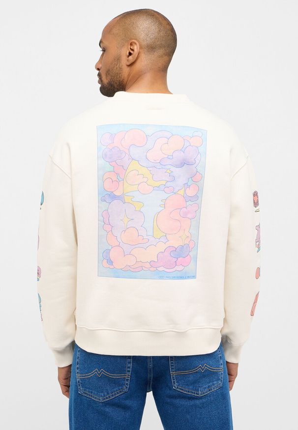 Mustang - MĘSKA BLUZA MUSTANG NADRUK Auburn Whisper White 1014792 2013. Wzór: nadruk