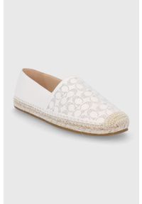 Coach espadryle skórzane Carley C6763. Kolor: beżowy. Materiał: skóra. Obcas: na obcasie. Wysokość obcasa: niski #2