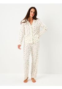 Sinsay - Bawełniana piżama dwuczęściowa ze wzorem - kremowy. Kolor: kremowy. Materiał: bawełna