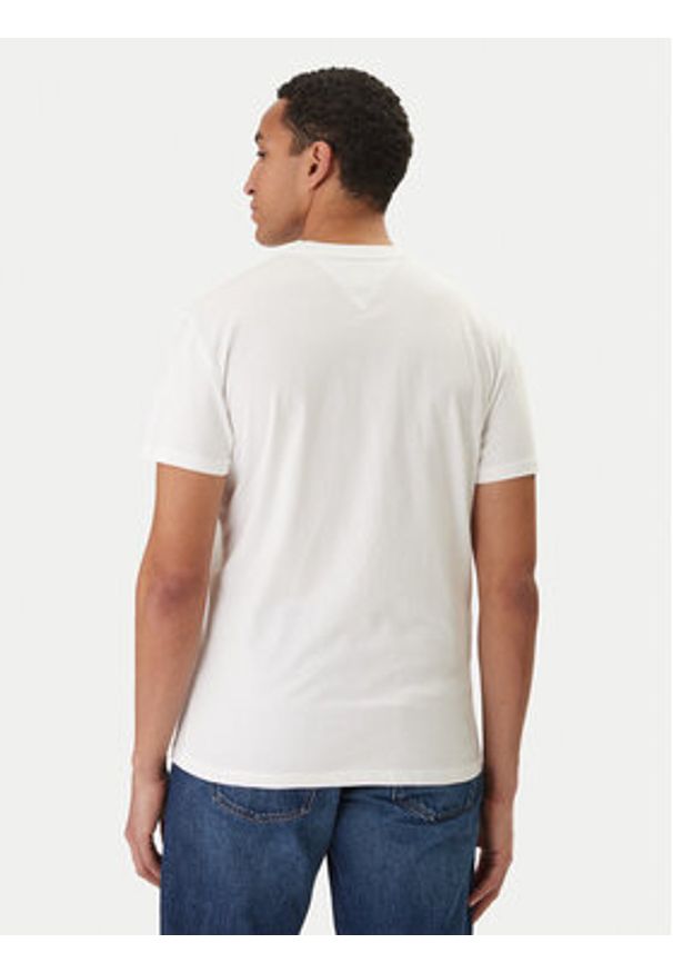 Tommy Jeans T-Shirt Linear Logo DM0DM20744 Biały Regular Fit. Kolor: biały. Materiał: bawełna