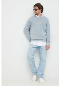 Guess bluza męska kolor niebieski melanżowa. Kolor: niebieski. Wzór: melanż #5