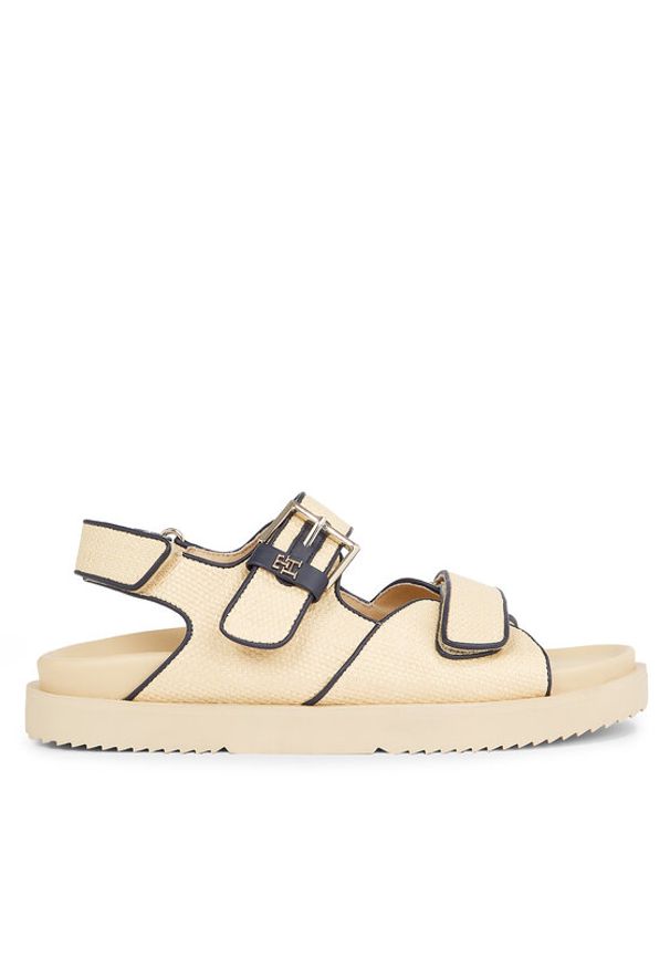 TOMMY HILFIGER - Tommy Hilfiger Sandały Rafia Sporty Sandal FW0FW07896 Beżowy. Kolor: beżowy. Materiał: syntetyk. Styl: sportowy