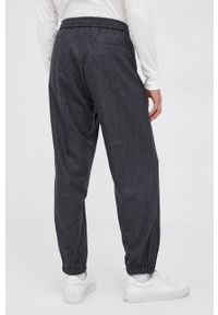 BOSS - Boss Spodnie wełniane męskie kolor szary joggery. Kolor: szary. Materiał: wełna #2
