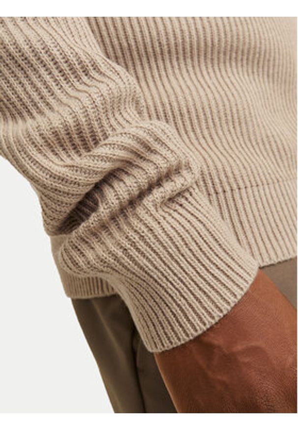 Jack & Jones - Jack&Jones Sweter Pannel 12258473 Beżowy Regular Fit. Kolor: beżowy. Materiał: syntetyk, bawełna