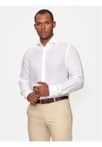 JOOP! Koszula 146Pai 30041389 Biały Slim Fit. Kolor: biały. Materiał: bawełna, len