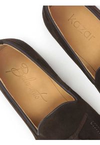 Kazar - Brązowe loafersy męskie. Zapięcie: bez zapięcia. Kolor: brązowy. Materiał: zamsz #7