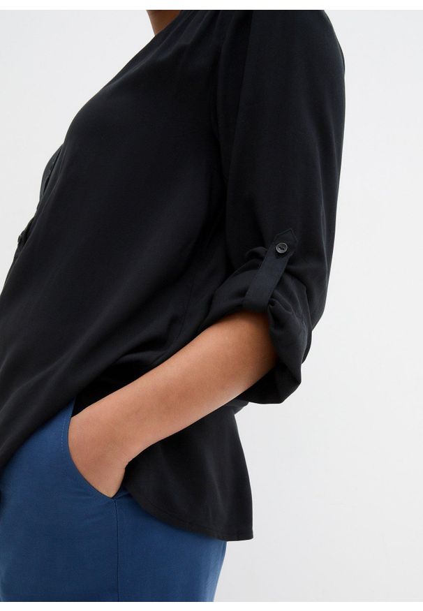 bonprix - Bluzka tunikowa z miękkiej wiskozy. Kolor: czarny. Materiał: wiskoza. Długość rękawa: długi rękaw. Długość: długie