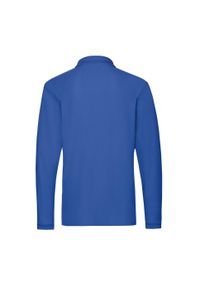 FRUIT OF THE LOOM - Męska Koszulka Polo Premium Z Długim Rękawem. Typ kołnierza: polo. Kolor: niebieski. Długość rękawa: długi rękaw. Długość: długie