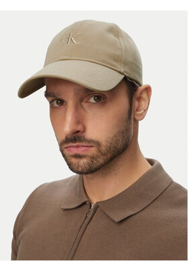Calvin Klein Czapka z daszkiem Monogram Embroidery Baseball Cap LV04G5002G Beżowy. Kolor: beżowy. Materiał: bawełna