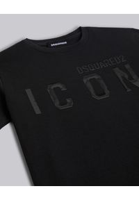 DSQUARED2 KIDS - Czarny t-shirt z logo Icon 4-16 lat. Kolor: czarny. Materiał: bawełna. Długość rękawa: krótki rękaw. Wzór: napisy, nadruk. Sezon: lato. Styl: klasyczny