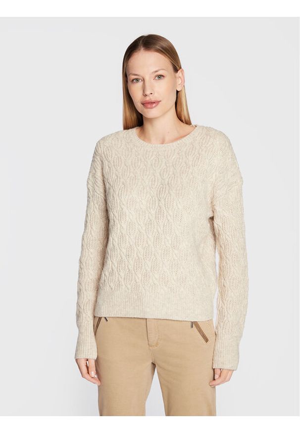 Comma Sweter 2121231 Beżowy Regular Fit. Kolor: beżowy. Materiał: bawełna