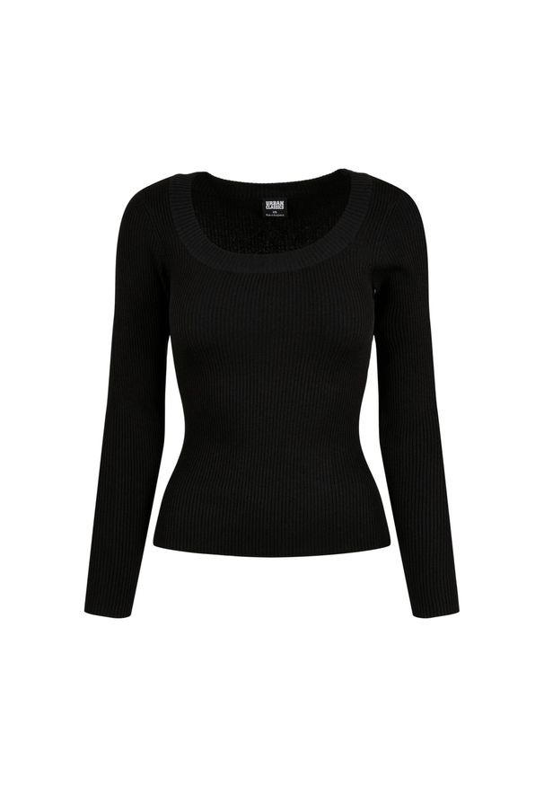 Urban Classics - Damski Sweter Z Długim Rękawem Z Szerokim Dekoltem. Kolor: czarny. Długość rękawa: długi rękaw. Długość: długie