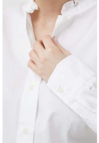 TOMMY HILFIGER - Tommy Hilfiger koszula bawełniana damska kolor biały relaxed ze stójką. Typ kołnierza: kołnierzyk stójkowy. Kolor: biały. Materiał: bawełna. Długość: długie #4