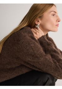Reserved - Sweter z wełny i alpaki - brązowy. Kolor: brązowy. Materiał: wełna #1