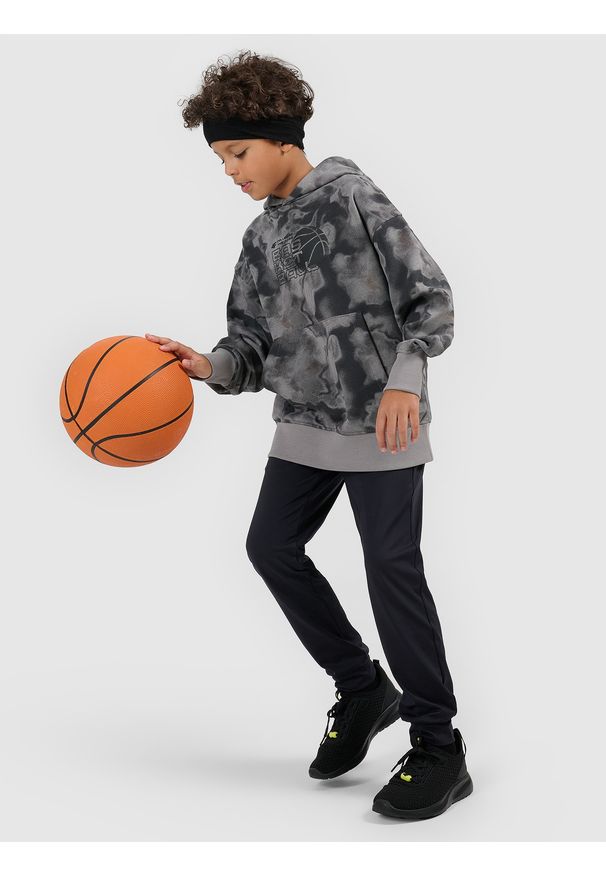 4f - 4F Bluza dresowa loose z kapturem chłopięca - szara 134/140 (8-10 lat). Okazja: na co dzień, na uczelnię. Typ kołnierza: kaptur. Kolor: szary. Materiał: dresówka. Sezon: lato. Styl: casual, klasyczny