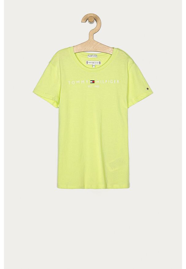 TOMMY HILFIGER - Tommy Hilfiger - T-shirt dziecięcy 74-176 cm. Okazja: na co dzień. Kolor: żółty, zielony, wielokolorowy. Materiał: bawełna, dzianina. Długość rękawa: krótki rękaw. Długość: krótkie. Wzór: nadruk. Styl: casual